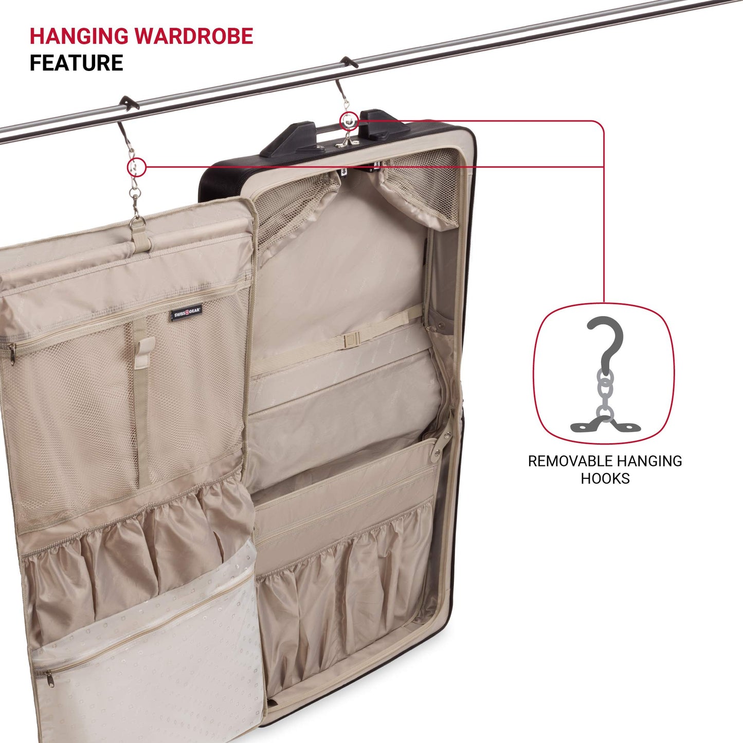 SwissGear 7895 Premium Rolling Garment Bag, Bonus Hanging Feature, Men's and Women's, 24-Inch Luggage - Black
