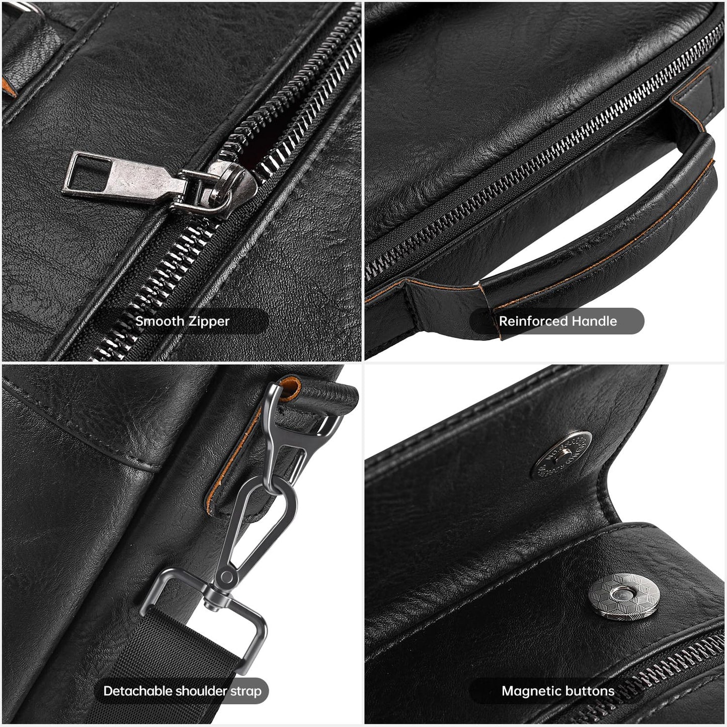 13 Inch Laptop Leather Sleeve for 2026-2022 MacBook Air 13 M5 M4 M3 M2 A3449 A3240 A3113 A2681, 13" MacBook Neo A18, Protective Carrying Bag Shoulder Travel Case with Pockets, Black