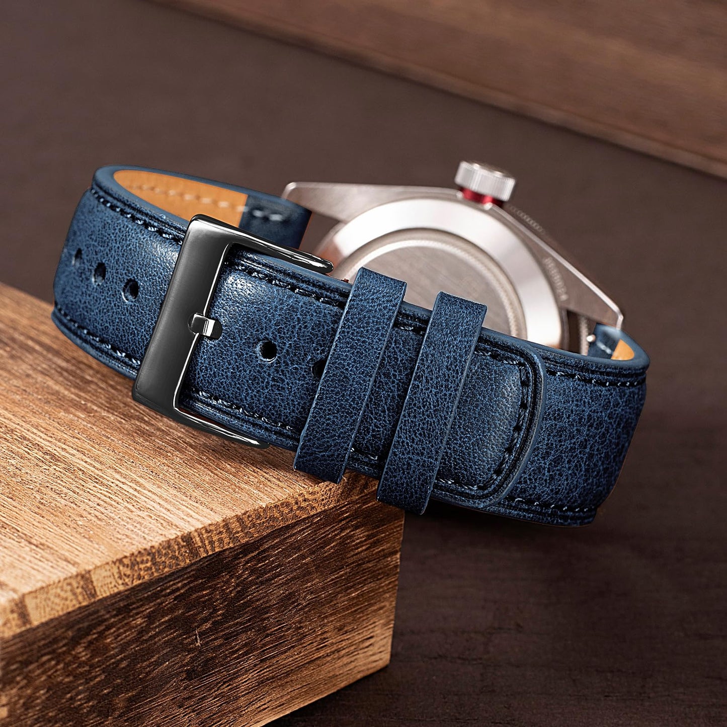 SEURE Quick Release Watch Band,Top Genuine Leather Watch Straps 19mm 20mm 21mm 22mm 24mm for Men and Women (22mm, Dark Blue-Black)