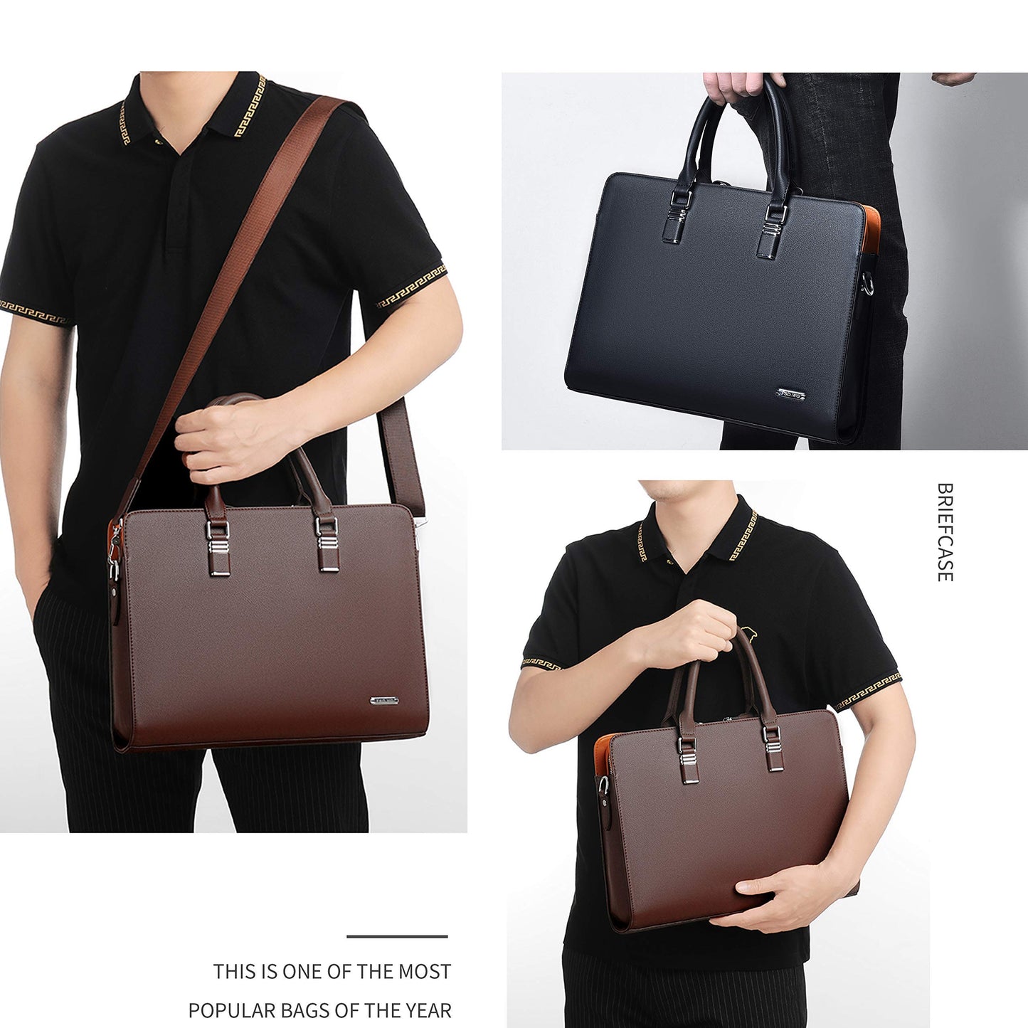 FSD.WG]Business Bag Leather Briefcase Shoulder Laptop Business Bag for Men