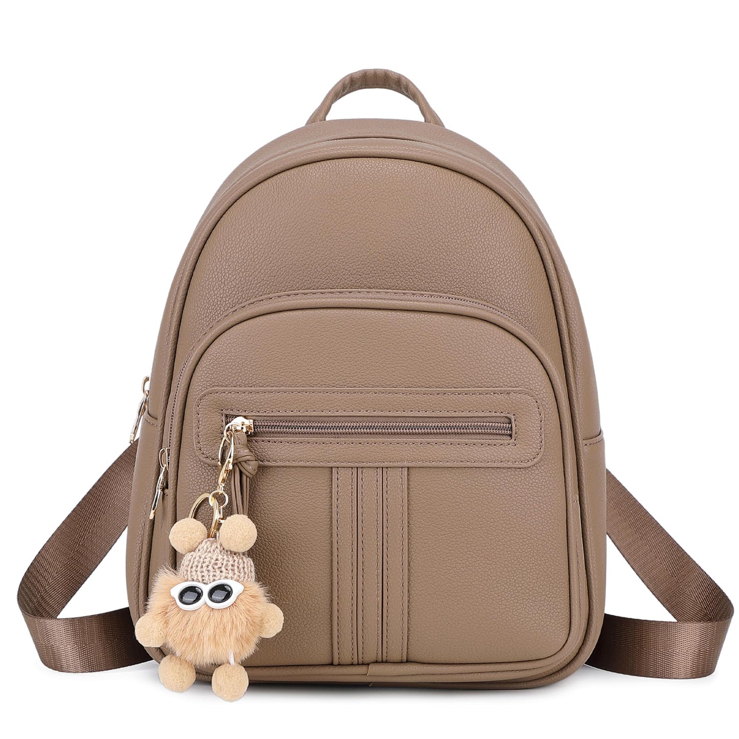 BAGOK Mini Leather Backpack Purse for Women, Small Backpack Purse with Cartoon Charm, Cute Fashion Bag for Girls