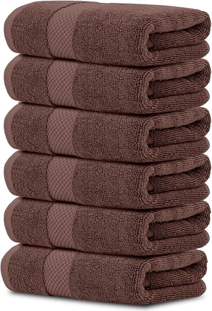 White Classic Luxury Brown Hand Towels