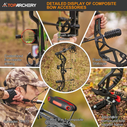 TOPARCHERY Compound Bow and Arrow for Adult Youth and Beginner- Right Hand Archery Compound Bows,Adjustable 30-70LB Draw Weight, 23.5-30.5IN Draw Length, Archery Hunting Bow Set