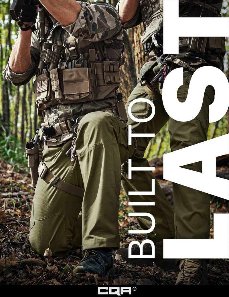 CQR Men's Tactical Pants, Water Resistant Ripstop Cargo Pants, Lightweight EDC Work Hiking Pants, Outdoor Apparel, Raider Soil Green, 34W x 34L