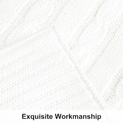 NTBAY 100% Pure Cotton Cable Knit Throw Blanket, Super Soft Warm 51x67 Knitted Throw Blanket for Couch, Sofa, Chair, Bed - Extra Cozy, Machine Washable, Comfortable Home Decor, White