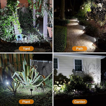 LANSOW Solar Spot Lights Outdoor, [2 Pack/57 LED] 2-in-1 Solar Landscape Spotlights, 3 Modes IP65 Waterproof Dusk to Dawn Solar Powered Flood Wall Lights for Outside Yard Garden Path(Cool White)