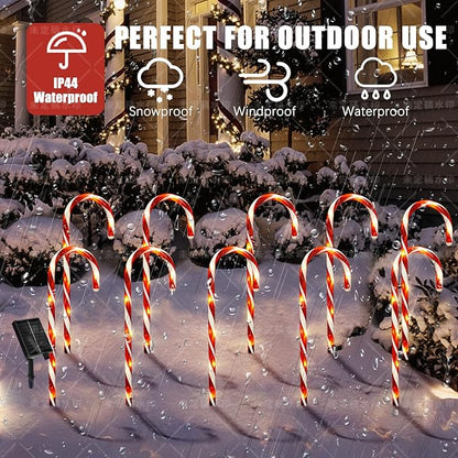 Christmas Decorations, 20 Pcs Christmas Candy Cane Lights, 21'' Solar Pathway Lights with 8 Lighting Modes, Waterproof Garden Lights for Outdoor Christmas Patio Yard Walkway Decorations