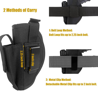 Bursport Tactical Belt Holster with Mag Pouch and Metal Clip Universal Outside The Waistband Handgun Holster Black