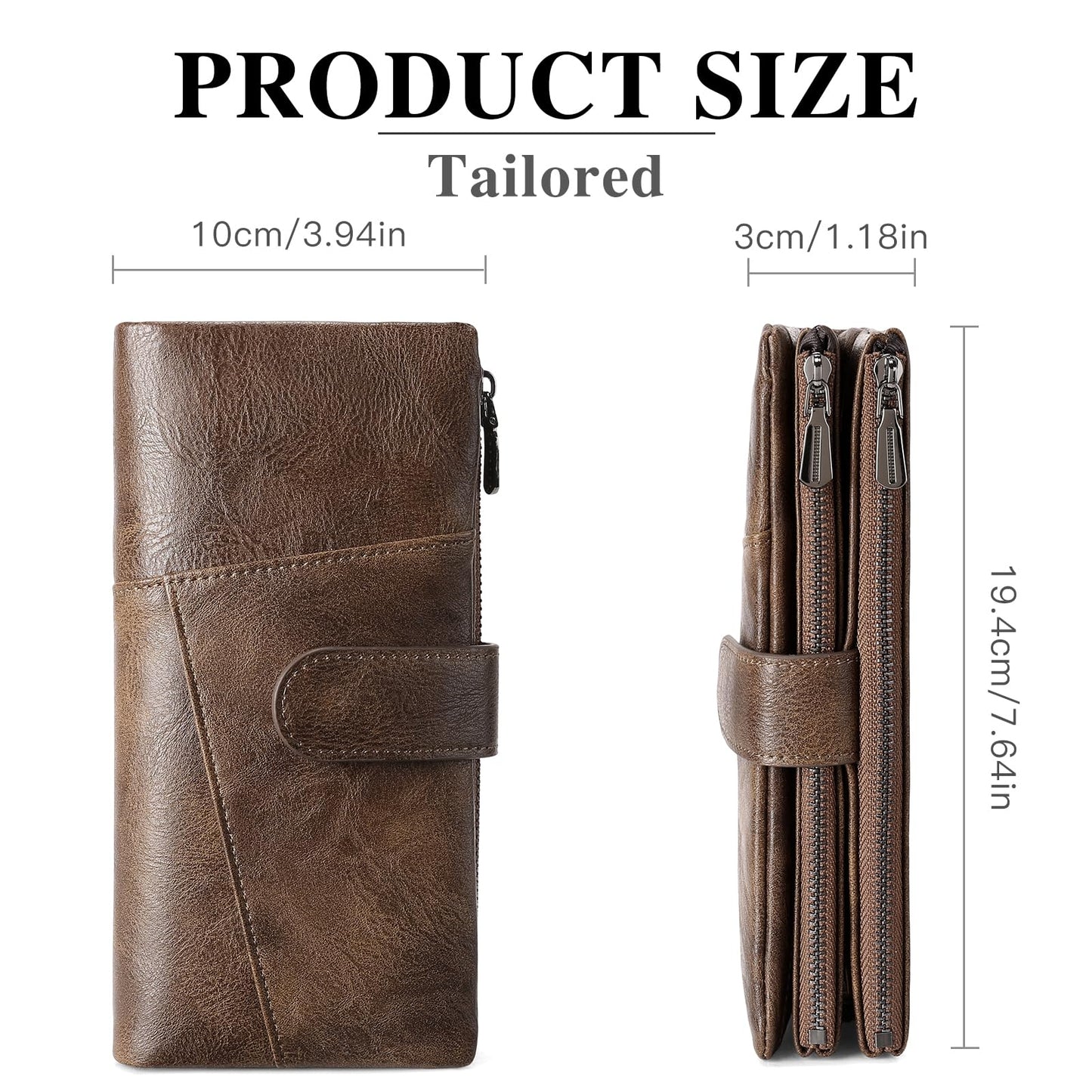 FALAN MULE Womens Wallet RFID Blocking Large Capacity Card Holder Vegan Leather Trifold Wallets