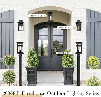 zeyu Farmhouse Outdoor Wall Light Fixture, 16 Inch Exterior Wall Sconce Lighting for Patio House, Die-Cast Aluminum with Clear Glass, Black Finish, 20068B-L BK