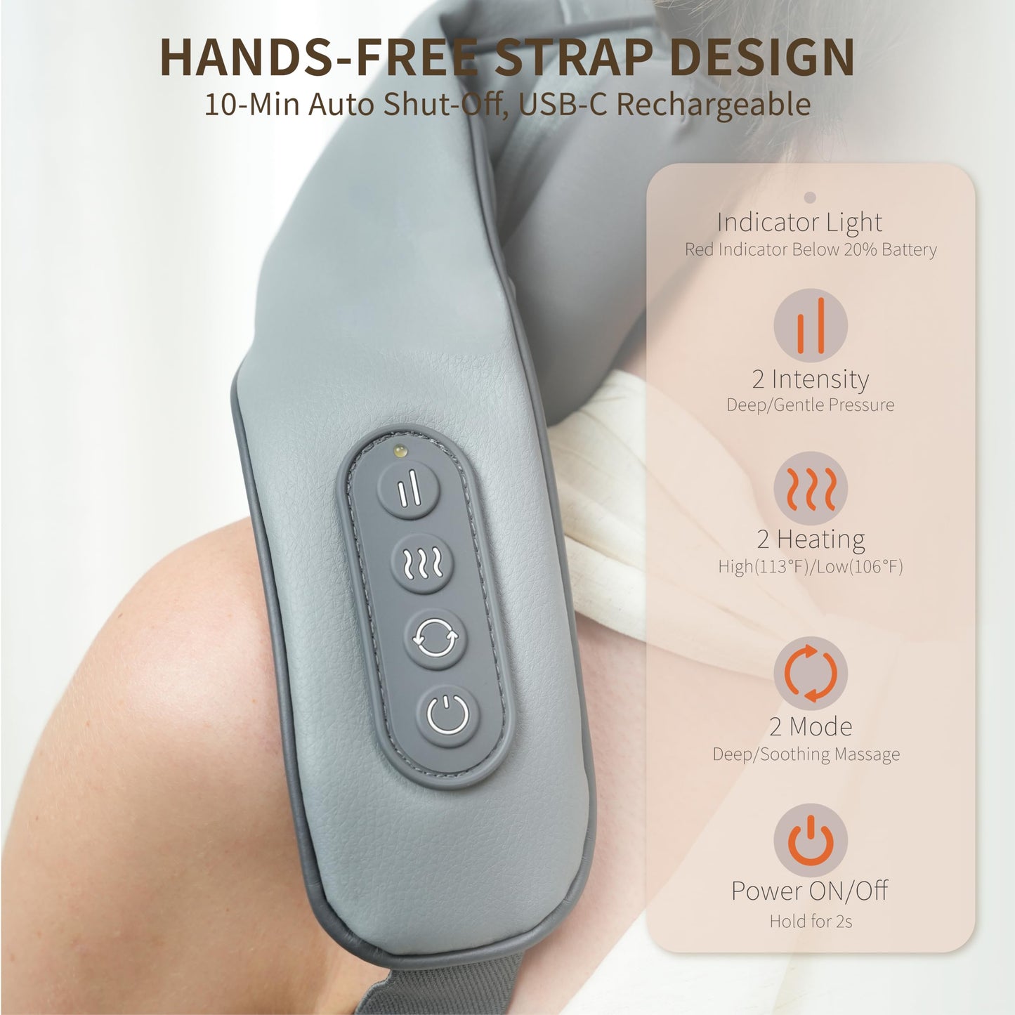 Breo N5 Mini Neck Massager with Heat, Electric Massager for Neck & Shoulder, Shiatsu Shoulder Massager