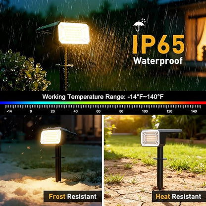 Solar Spot Lights Outdoor Waterproof IP65, [4 Pack/100 LED/4 Modes] Solar Landscape Spotlights, Auto On/Off Solar Powered Flood Lights for Outside Yard Garden Pathway(Warm White)