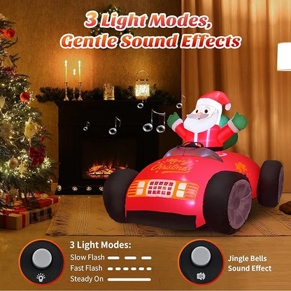 KLYLOP Remote Control Christmas Toy for Kids with Auto Inflate, 3.5FT Christmas Inflatables Santa Toys Car with 360°Rotation, Forward & Backward, Christmas Decor with Xmas BGM for Boys Girls Birthday