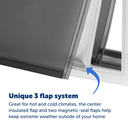 PetSafe Extreme Weather Aluminum Pet Door - Energy-Saving Thermal Barrier Pet Flap with Slide-in Door Locking & Secure Flap Cover - Plastic Frame - for Dogs Up to 220 lb - Large