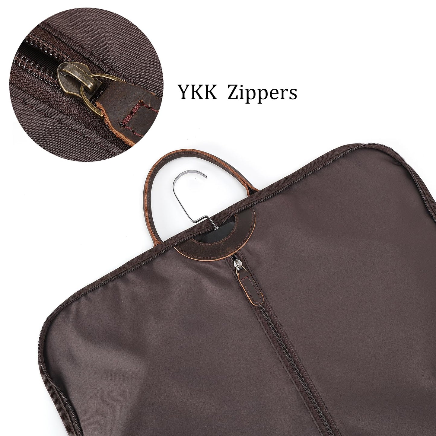 Polare Waxed Canvas Full Grain Leather Trim Garment Carry On Bag for Travel, Foldable Hanging Suitcase Weekender Dust-Proof Garment Waterproof Cover with YKK Zipper and Adjustable Strap