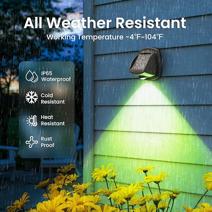 SOLPEX Solar Lights Outdoor Waterproof IP65, Solar Stair Lights Outdoor for Fence, Deck, Step, RGB Multicolor LED 11 Lighting Modes House Wall Light for Porch, Backyard, Fence, Garden Decor-8 Pack