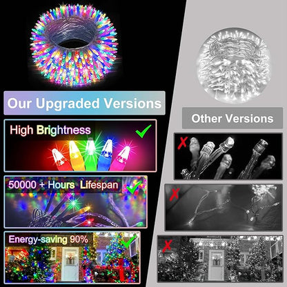 350LED Christmas Lights Indoor Outdoor, 90ft 12 Modes Multicolor LED String Lights with Timer Dimmable, Waterproof Tree Lights for Xmas Patio Yard Fence Bedroom Wedding Garden Decor Multicolor