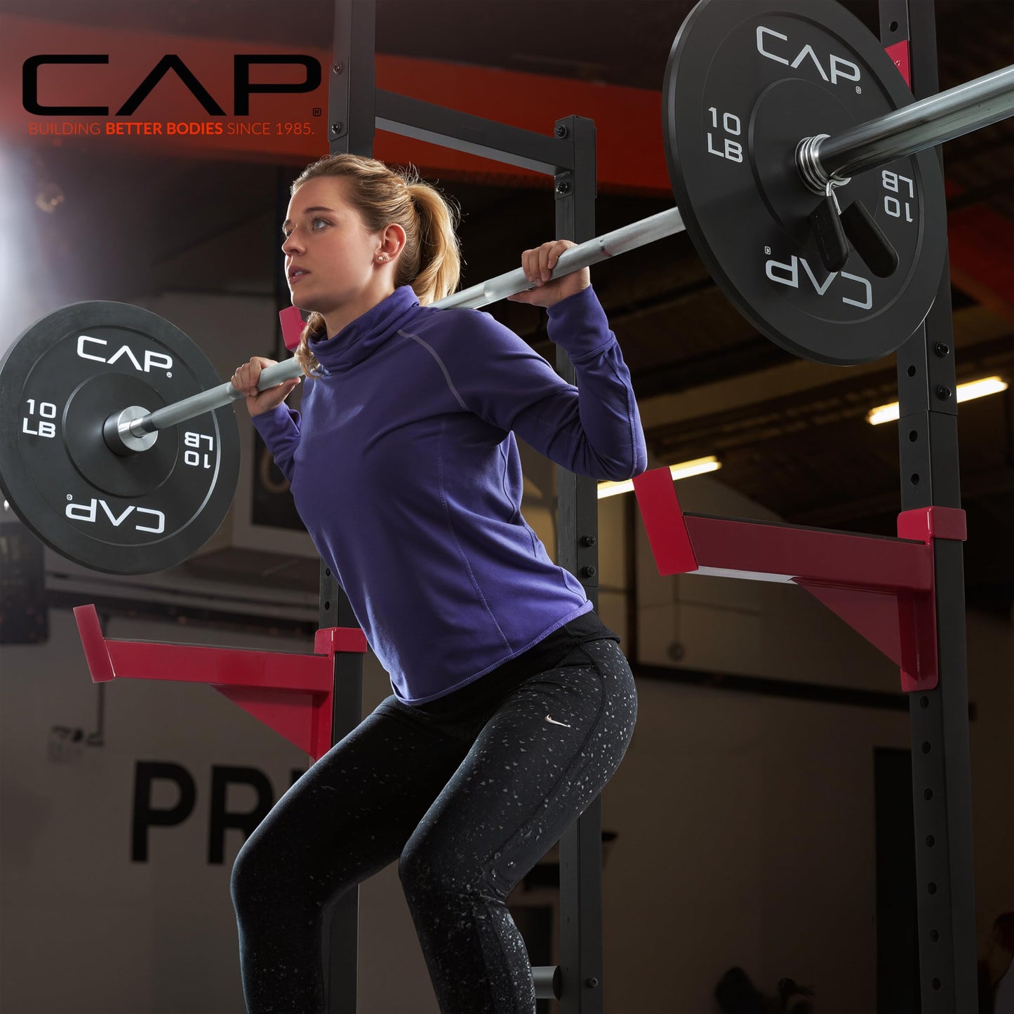 Cap Power Rack with Pull Up Bar & Attachments - Squat Rack & Strength Training Power Cage for Home Gym - Blue