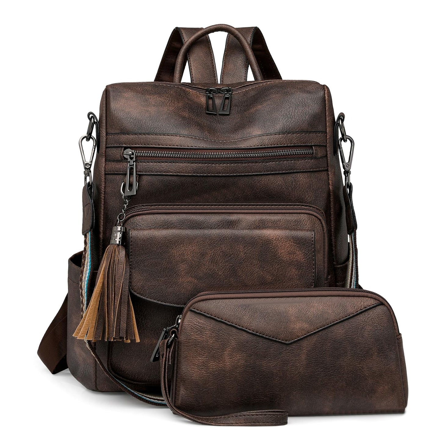 HGWSSY Womens Fashion Backpack Purse for Women Leather Multipurpose PU Ladies Shoulder Bag Travel bag Satchel Handbags (coffee)