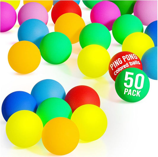 Colored Ping Pong Balls - 50 Pack for Games, Arts & Parties | Perfect for Kids, Teens & Adults