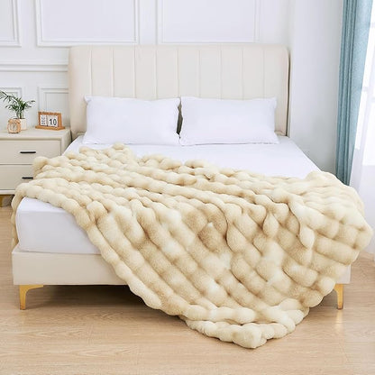 Tie-dye Camel Twin Fuzzy Ultra Soft Bed Comfy Blanket 60x80 Cozy Faux Fur Throw Blanket for Living Room Thick Fluffy Furry Blanket Home Gifts 860 GSM