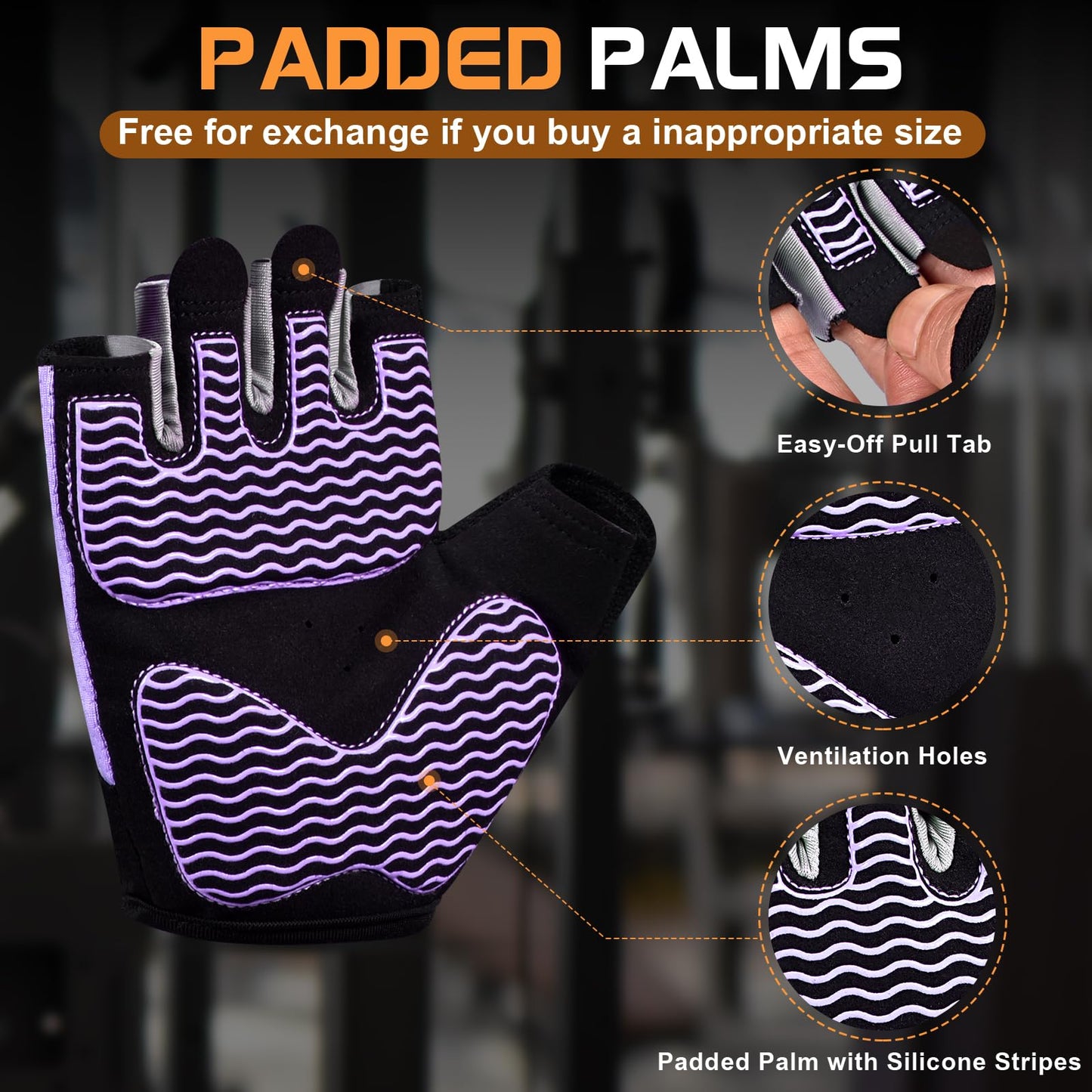 Sunnex Gym Gloves - Fingerless, Breathable Workout Gloves for Weightlifting, Cycling & More