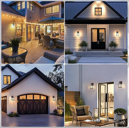 PARTPHONER Dusk to Dawn Outdoor Light Fixtures, 2-Pack Sensor Porch Lights, Waterproof Exterior Wall Sconce Lighting Lamp, Waterproof Wall Lantern for House, Doorway, Garage (Oil Rubbed Bronze)