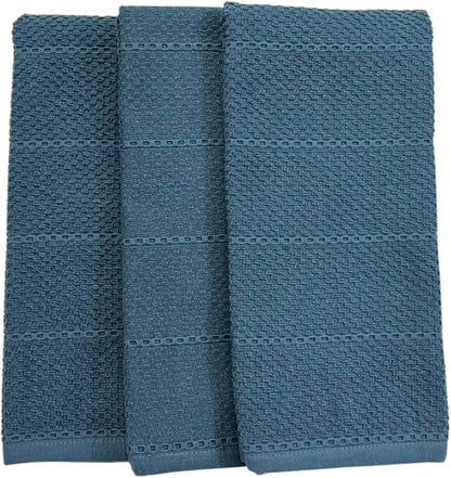 Serafina Home Teal Dark Blue Kitchen Dish Hand Towels 100% Cotton Cloth Soft