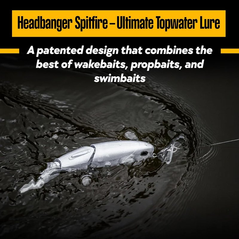 Topwater Fishing Lure | Headbanger Spitfire Hybrid Wakebait & Propbait for Bass, Pike & Musky - 4.5" & 6.5" Sizes