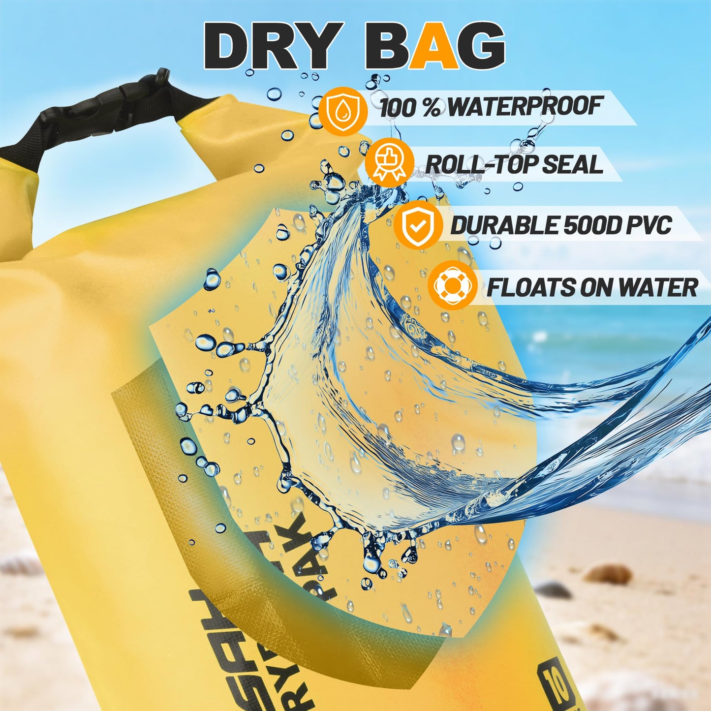 Waterproof Dry Bag, 5L/10L/20L/30L/40L Roll Top Lightweight Storage Backpack with Phone Case for Women & Men, Floating Waterproof Sack for Travel, Swimming, Kayaking, Paddle Board, Camping & Beach