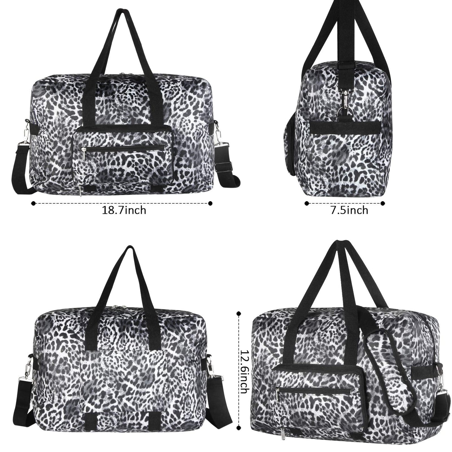 F.FETIVIN Travel Foldable Waterproof Duffel Bag - Lightweight Carry on Luggage Tote Duffel Bag(Leopard Print)