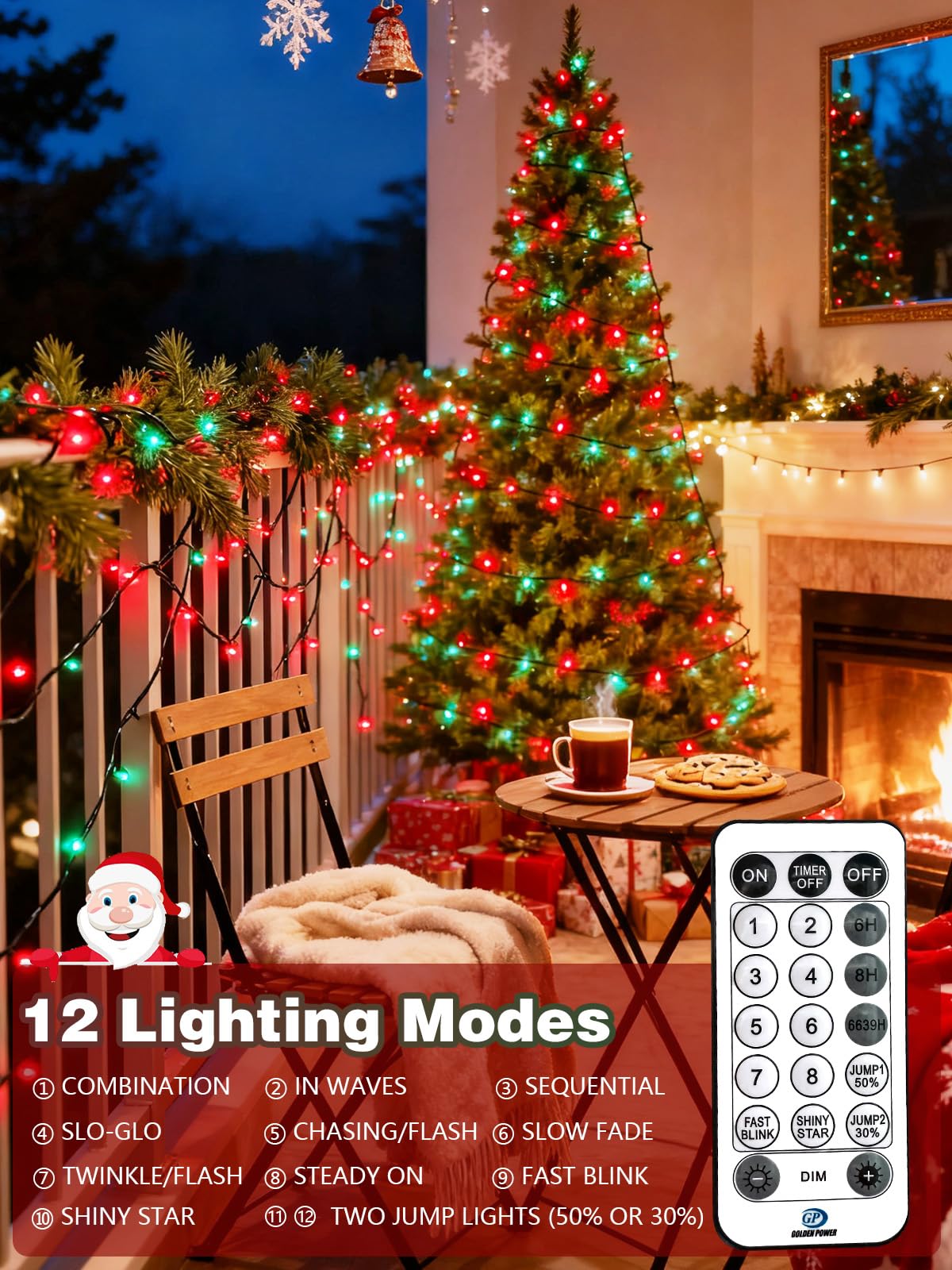 Voice Controlled Christmas Lights with Remote, 99 FT 300 LED String Lights Indoor Outdoor with 12 Modes 3 Timers, Dimmable Twinkle Light Plug in Waterproof for Xmas Tree Party Decor, Red and Green