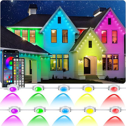 100ft Permanent Outdoor Lights,for House Roof, Christmas, Holiday, Party, Daily Lighting, IP67 Waterproof,RGB Eaves Lights with Multi Scene Modes for Halloween (300FT)