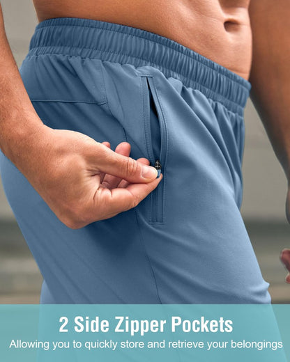 G Gradual Men's Athletic Running Shorts with Zipper Pockets Quick Dry 7"/ 5"/ 9" Workout Gym Shorts for Basketball Hiking(Federalblue,7S)