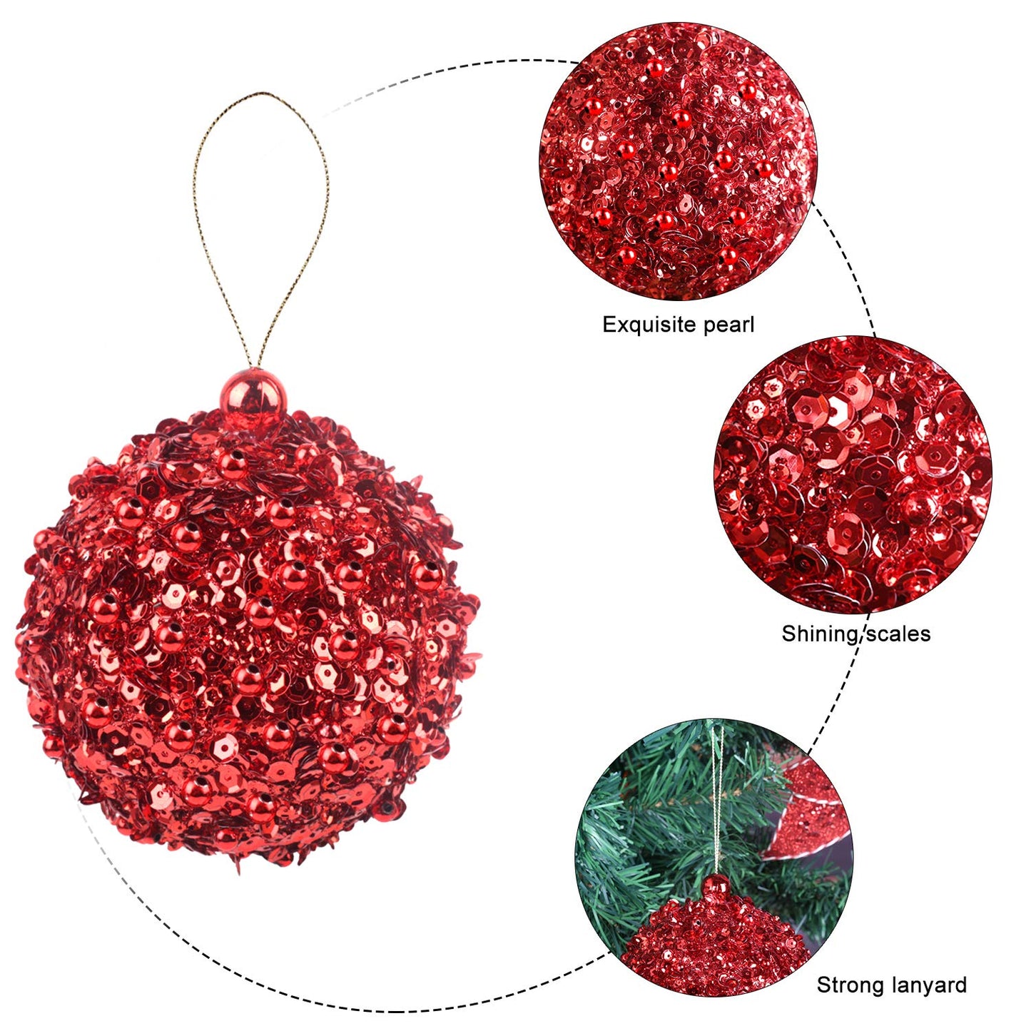 ZHANYIGY 4.25" Shatterproof Christmas Ball Ornaments, 4pc Red Set for Trees and Holiday Decor