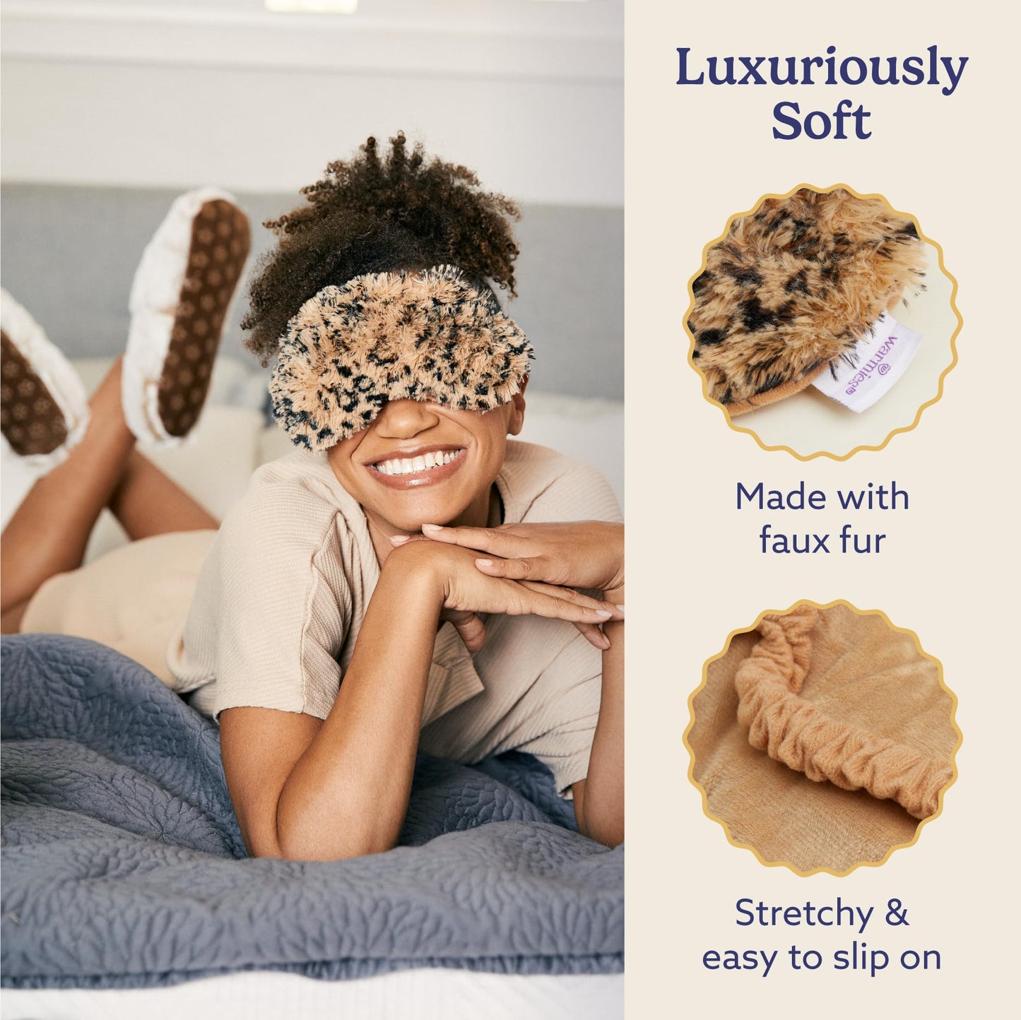 warmies Microwavable Eye Mask for Warmth & Comfort - Heating & Cooling Compress for Calming Relaxation - Weighted & Heated Eye Mask with Scented Lavender for Sleeping - Gray