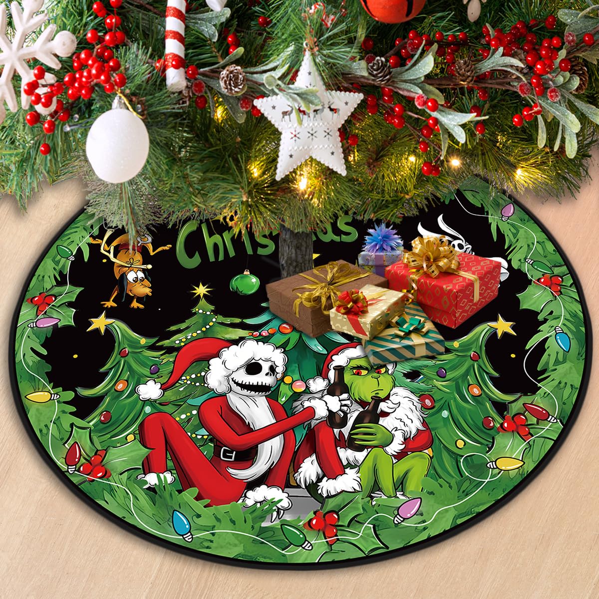 Christmas Tree Skirt 48 Inch Tree Collar Holiday New Year Winter Xmas Tree Decor Christmas Decorations for Home Party