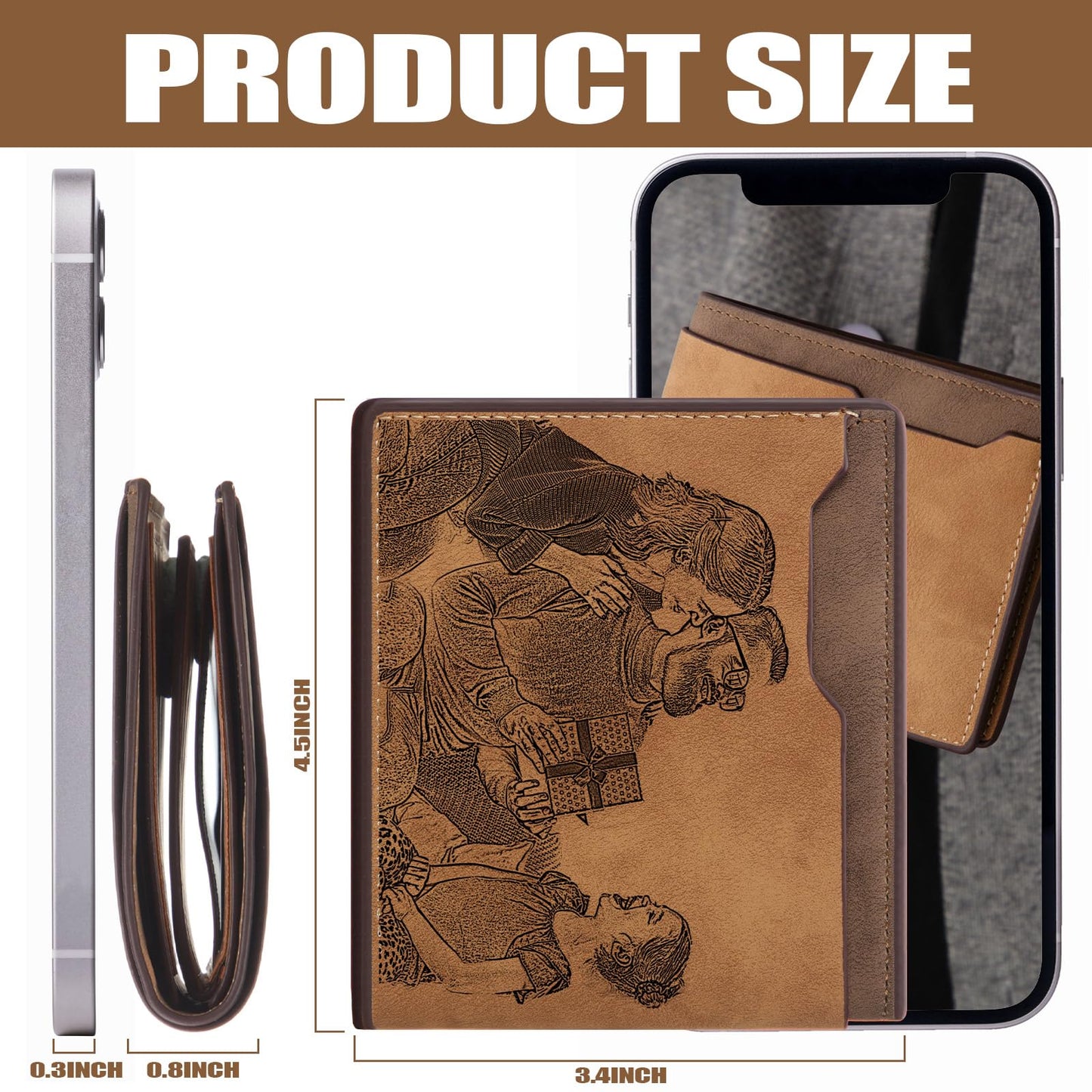 Dansydaisy 12 Pcs Leather Photo Wallet for Men Fold PU Leather Wallets for DIY Fathers Day Dad Birthday Gift(Brown)