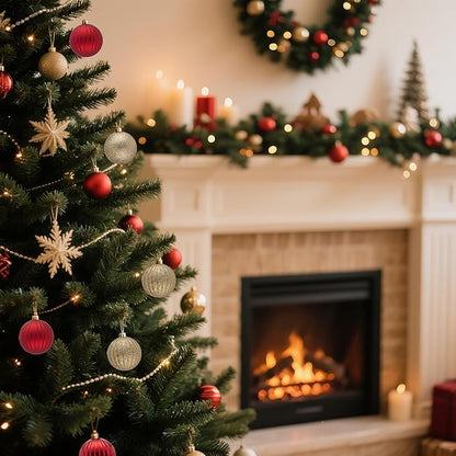 Christmas Tree Decorations Ornament Set, 50ct Red and Gold Shatterproof Christmas Ball Ornaments Hanging Xmas Holiday Party Decor(1.57"-2.36")