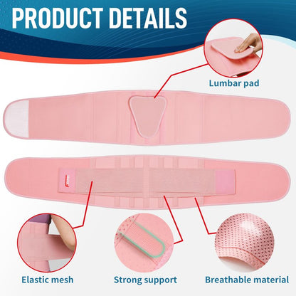 FEATOL Back Brace for Lower Back Pain, Breathable Back Support Belt for Women & Men with Lumbar Pad, Lumbar Support Belt for Heavy Lifting & Work, Pink, 4XL (Circumference:63-68")