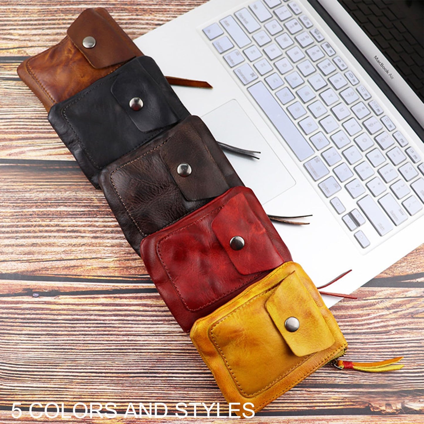 LFWATAXY Genuine Cowhide Coin Purse for Men, Women Leather Coin Pouch Zipper Coin Purse Wallet Leather Zipper Storage Bag Coin Organizer (Brown)