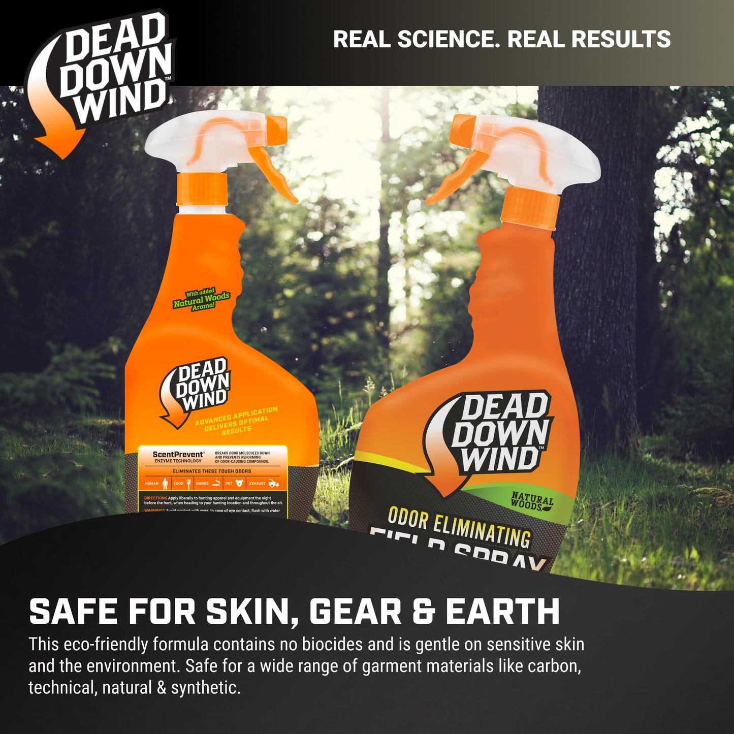 DEAD DOWN WIND Evolve Field Spray – Odor Fighting Technology Hunting Scent Control Spray Bottle – Natural Woods, Safe for Sensitive Skin - Easy to Use for Hunting Gear & Clothing (32 oz)