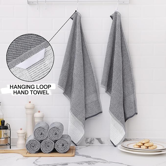 Homaxy Premium Kitchen Towels, Large Cotton Kitchen Hand Towels, Flat and Terry