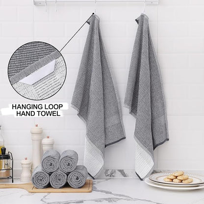 Homaxy Premium Kitchen Towels, Large Cotton Kitchen Hand Towels, Flat and Terry
