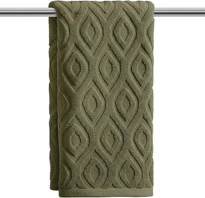 Artoid Mode 1 Pc Olive Green 3D Diamond Grid Jacquard Hand Towels