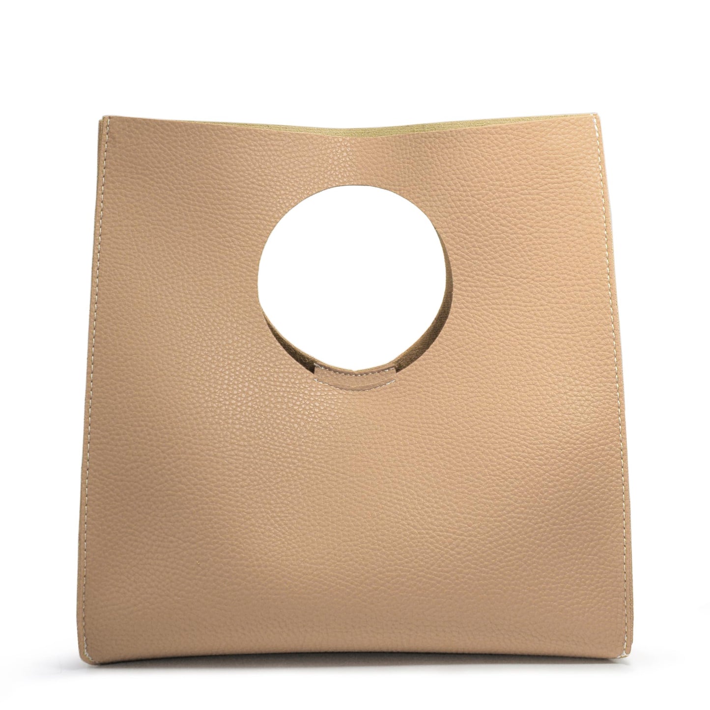 HOXIS Vintage Minimalist Style Soft Pu Leather Handbag Clutch Small Tote (Nude)