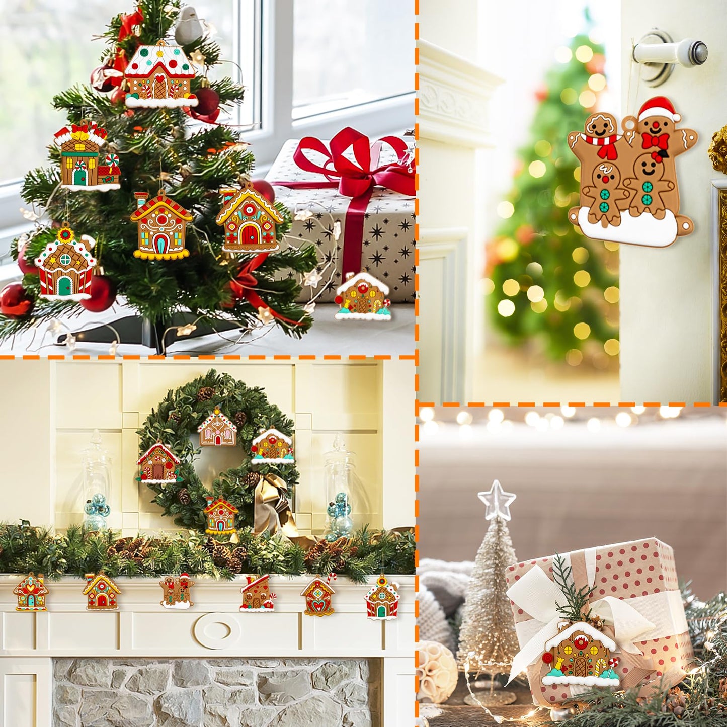 Gingerbread House Ornaments Christmas Tree Decoration - 36pcs Gingerbread House Christmas Decorations Hanging Ornaments for Holiday Xmas Tree Home Decor