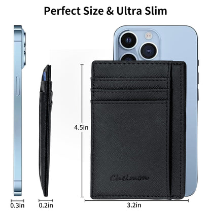 Chelmon Slim Wallet for Men, Minimalist Front Pocket RFID Blocking Credit Card Holder, Black Cross