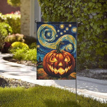 Halloween Scary Pumpkin Garden Flag for Fall Festival Porch Patio Farmhouse Outdoor Yard Decoration Vertical Double Sided Burlap 12.5 x 18 Inch