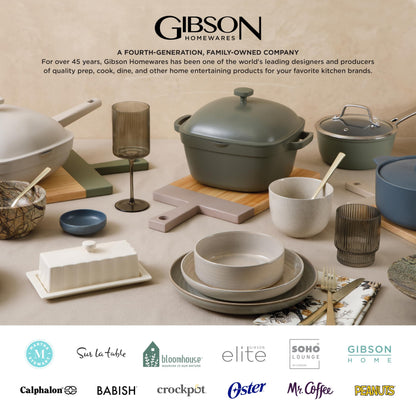 Gibson Home Summer Shades 16 Piece Plates and Bowls Dishes Service for 4 Porcelain Dinnerware Set - White